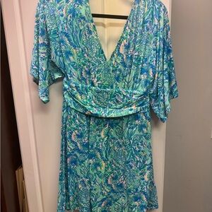 Lilly Pulitzer Vibrant Blue and Green Patterned Dress